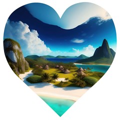 Beach Island Nature Wooden Puzzle Heart by Ravend