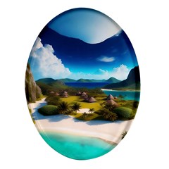 Beach Island Nature Oval Glass Fridge Magnet (4 Pack) by Ravend