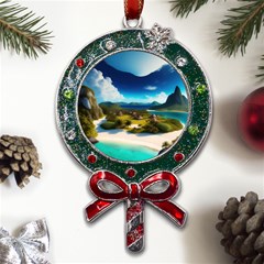 Beach Island Nature Metal X mas Lollipop With Crystal Ornament by Ravend