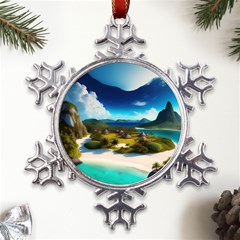 Beach Island Nature Metal Large Snowflake Ornament by Ravend