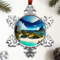 Beach Island Nature Metal Small Snowflake Ornament by Ravend