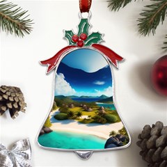 Beach Island Nature Metal Holly Leaf Bell Ornament by Ravend