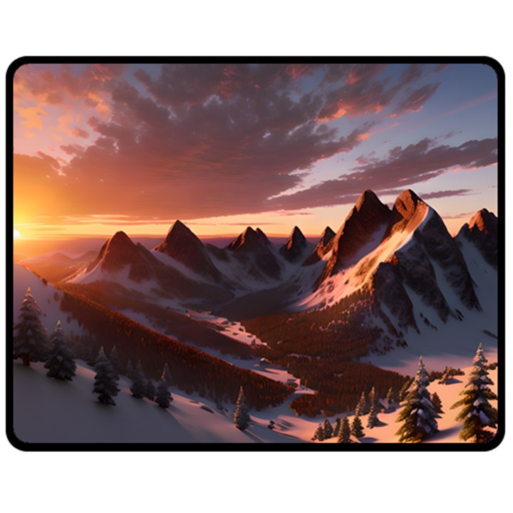 Landscape Mountains Nature Two Sides Fleece Blanket (Medium)