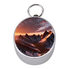 Landscape Mountains Nature Mini Silver Compasses by Ravend