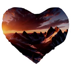 Landscape Mountains Nature Large 19  Premium Flano Heart Shape Cushions by Ravend