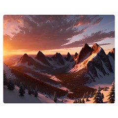 Landscape Mountains Nature Two Sides Premium Plush Fleece Blanket (medium) by Ravend