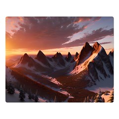 Landscape Mountains Nature Two Sides Premium Plush Fleece Blanket (large) by Ravend