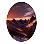 Landscape Mountains Nature Oval Glass Fridge Magnet (4 pack) Front