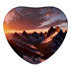 Landscape Mountains Nature Heart Glass Fridge Magnet (4 Pack)