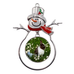 Rabbit Metal Snowman Ornament by artworkshop