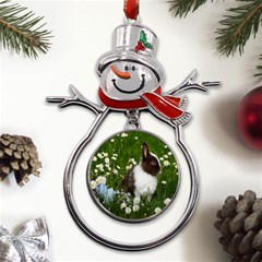 Rabbit Metal Snowman Ornament by artworkshop