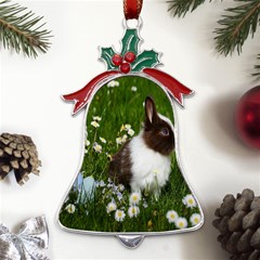 Rabbit Metal Holly Leaf Bell Ornament by artworkshop