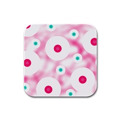 Wallpaper Pink Rubber Square Coaster (4 Pack) by Luxe2Comfy