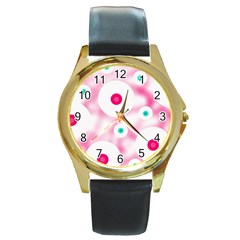 Wallpaper Pink Round Gold Metal Watch by Luxe2Comfy