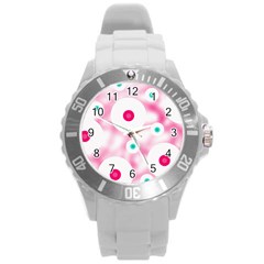 Wallpaper Pink Round Plastic Sport Watch (l)