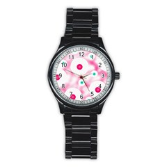 Wallpaper Pink Stainless Steel Round Watch by Luxe2Comfy