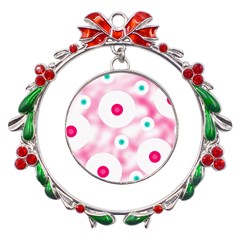 Wallpaper Pink Metal X mas Wreath Ribbon Ornament by Luxe2Comfy