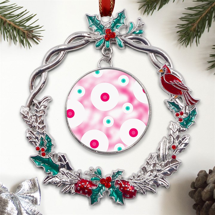 Wallpaper Pink Metal X mas Wreath Holly leaf Ornament