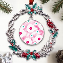 Wallpaper Pink Metal X mas Wreath Holly Leaf Ornament by Luxe2Comfy