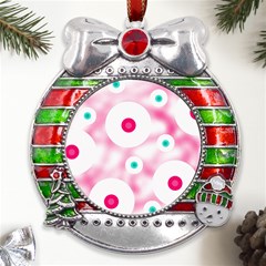 Wallpaper Pink Metal X mas Ribbon With Red Crystal Round Ornament by Luxe2Comfy