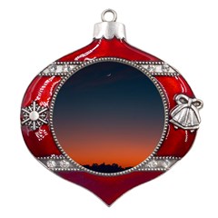 Sky Gradient Metal Snowflake And Bell Red Ornament by artworkshop