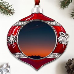 Sky Gradient Metal Snowflake And Bell Red Ornament by artworkshop