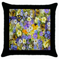 Spring Flowers Throw Pillow Case (black) by artworkshop