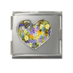 Spring Flowers Mega Link Heart Italian Charm (18mm) by artworkshop