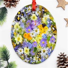 Spring Flowers Oval Filigree Ornament (two Sides) by artworkshop