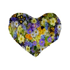 Spring Flowers Standard 16  Premium Flano Heart Shape Cushions by artworkshop