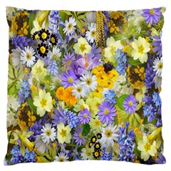 Spring Flowers Large Premium Plush Fleece Cushion Case (two Sides) by artworkshop