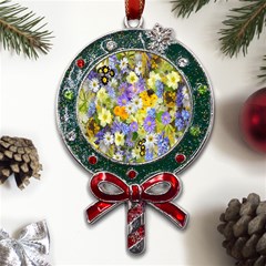 Spring Flowers Metal X mas Lollipop With Crystal Ornament by artworkshop