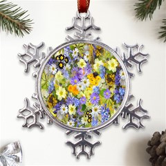 Spring Flowers Metal Large Snowflake Ornament by artworkshop