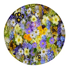 Spring Flowers Round Glass Fridge Magnet (4 Pack) by artworkshop