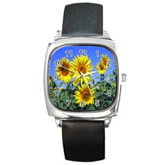 Sunflower Gift Square Metal Watch by artworkshop