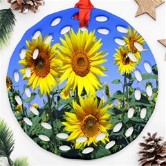 Sunflower Gift Ornament (round Filigree) by artworkshop