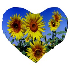 Sunflower Gift Large 19  Premium Flano Heart Shape Cushions by artworkshop