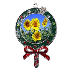 Sunflower Gift Metal X mas Lollipop With Crystal Ornament by artworkshop