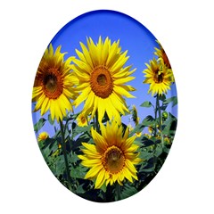 Sunflower Gift Oval Glass Fridge Magnet (4 Pack) by artworkshop