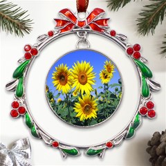 Sunflower Gift Metal X mas Wreath Ribbon Ornament