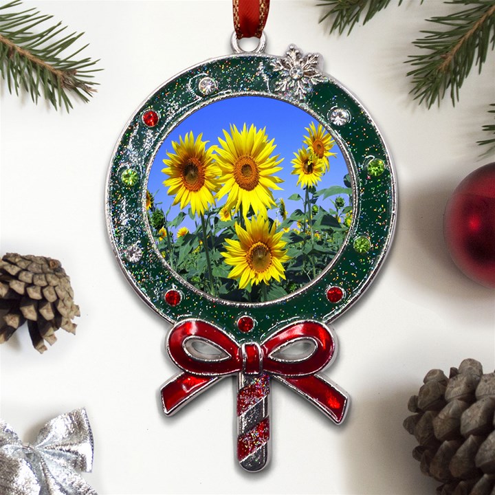 Sunflower Gift Metal X Mas Lollipop with Crystal Ornament