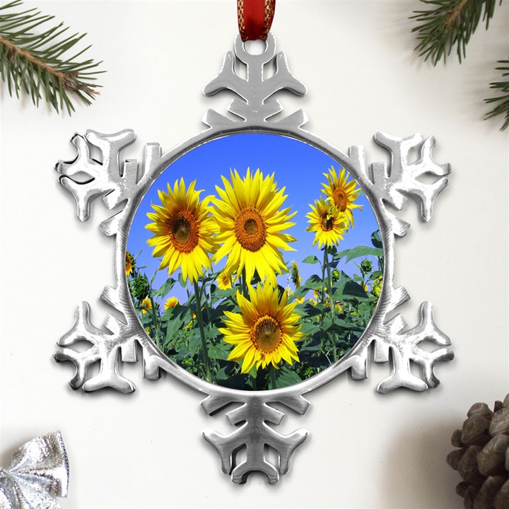 Sunflower Gift Metal Small Snowflake Ornament