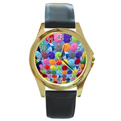 Umbrella Round Gold Metal Watch by artworkshop