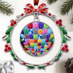 Umbrella Metal X mas Wreath Ribbon Ornament Front