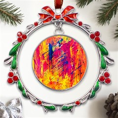 Various Colors Metal X mas Wreath Ribbon Ornament by artworkshop