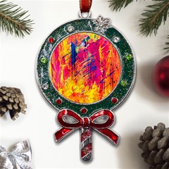 Various Colors Metal X mas Lollipop With Crystal Ornament