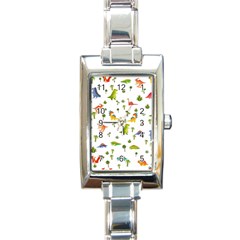 Vector Baby Dino Seamless Pattern Rectangle Italian Charm Watch