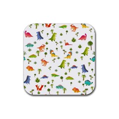 Vector Baby Dino Seamless Pattern Rubber Coaster (square) by Grandong