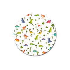 Vector Baby Dino Seamless Pattern Magnet 3  (round) by Grandong