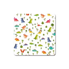 Vector Baby Dino Seamless Pattern Square Magnet by Grandong